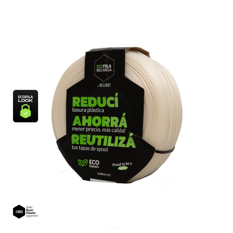 Filamento Hellbot ECOFILA RECARGA PLA Cristal 1,75mm 1kg LOCK