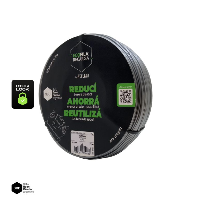 Filamento Hellbot ECOFILA RECARGA PLA Metal 1,75mm 1kg LOCK