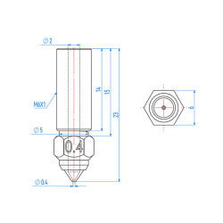 Nozzle para Creality 0.6MM K1/K1 MAX
