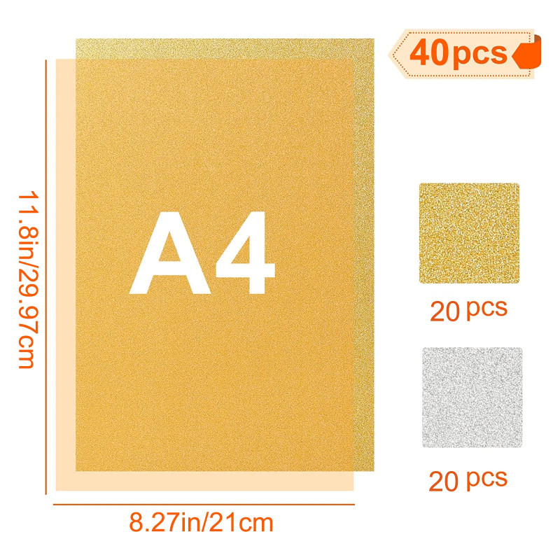 Papel de purpurina dorado Grabado Laser + papel de purpurina plateado
