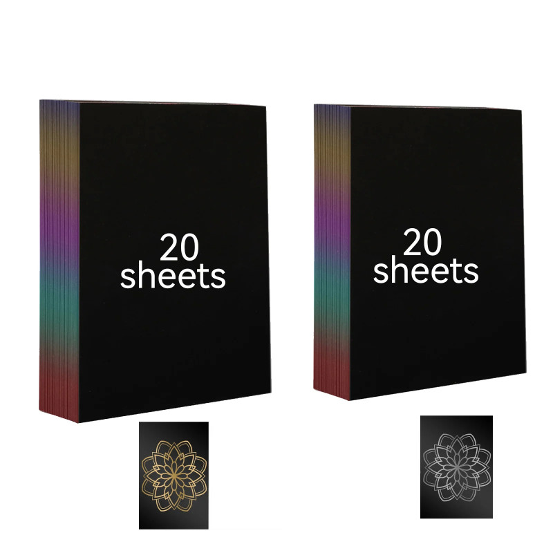 Pack de papel rascado dorado/plateado para Grabado Laser