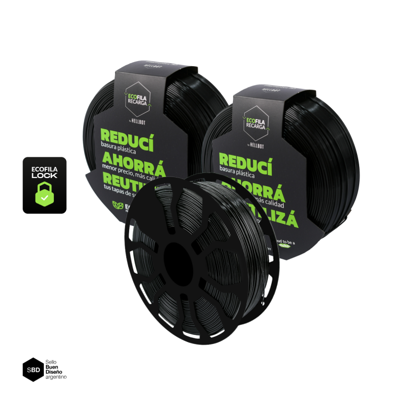Combo Filamento Hellbot ECOFILA Pla Negro Mix 3kg 1,75mm