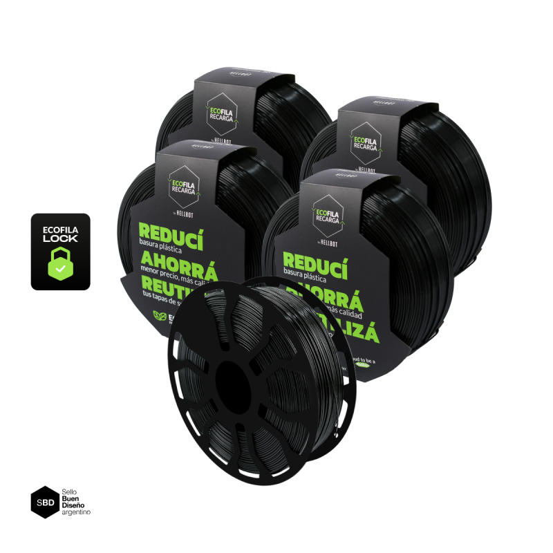 Mega Combo Filamento Hellbot ECOFILA Pla Negro Mix 5kg 1,75mm