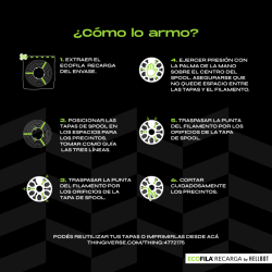 Mega Combo Filamento Hellbot ECOFILA Pla Negro Mix 5kg 1,75mm