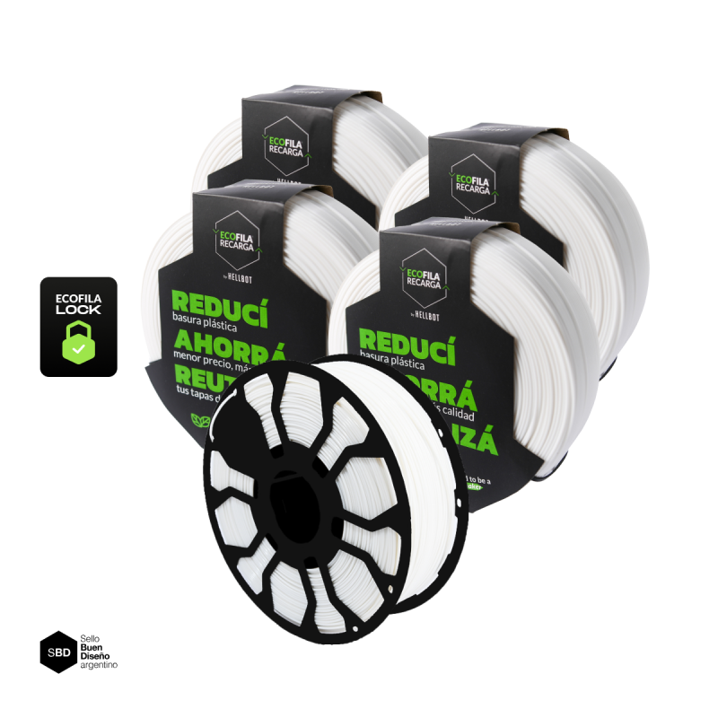 Mega Combo Filamento Hellbot ECOFILA Pla Blanco Mix 5kg 1,75mm